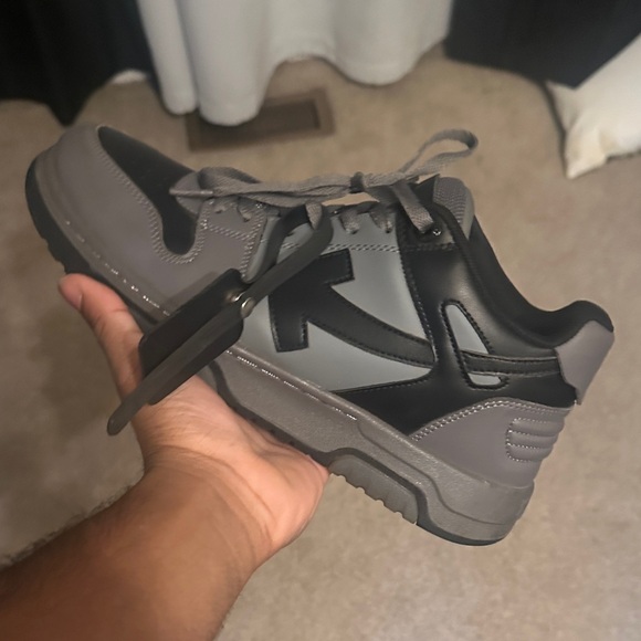 Off White Out of Office Gray and Black Athletic Sneakers